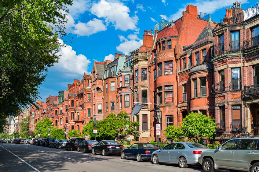 Back Bay streets and boutique hotel area in Boston