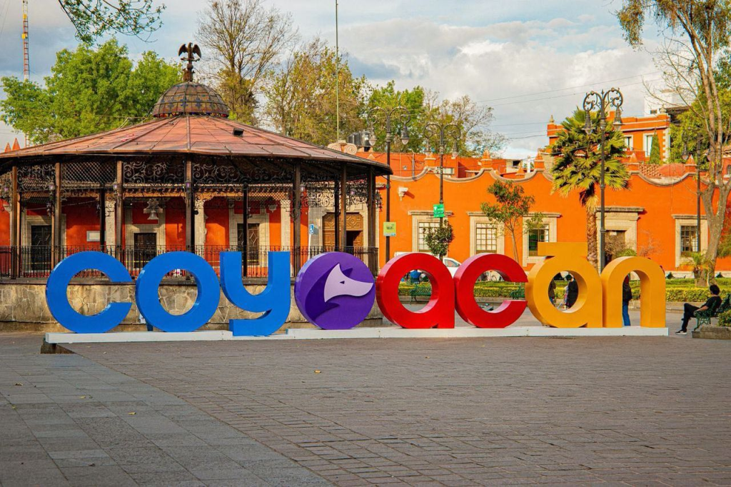 Coyoacan neighbourhood streets and plazas in Mexico City