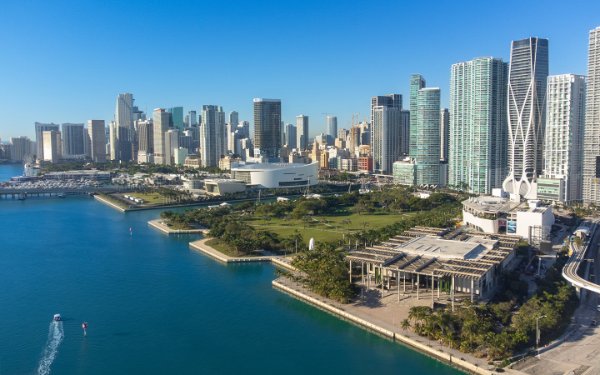 Brickell skyline and Biscayne Bay for Miami World Cup stays