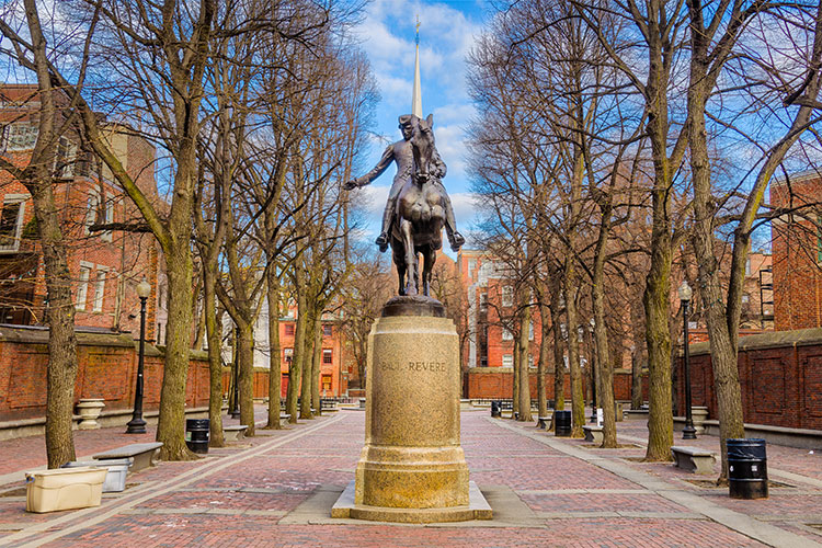 Freedom Trail walking route in historic Boston