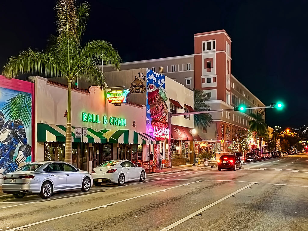 Little Havana street scene with music and cafes in Miami