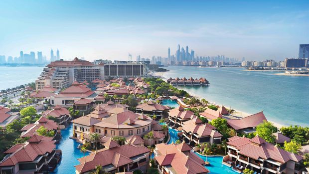 Palm Jumeirah aerial island Dubai