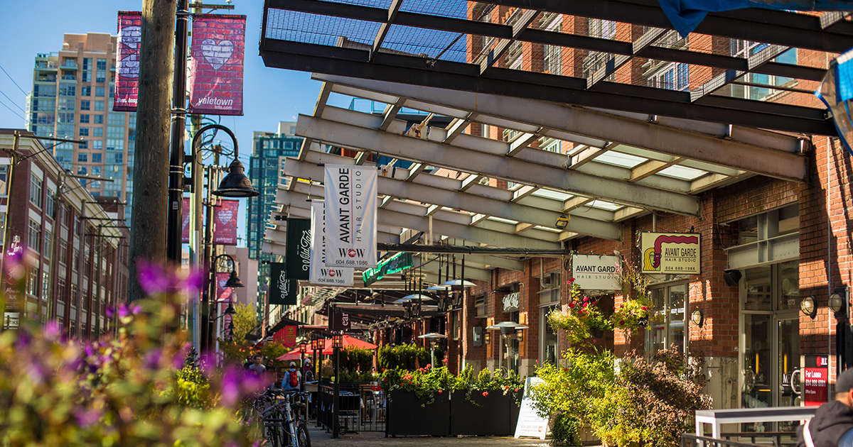 Yaletown dining and hotel area in Vancouver for World Cup travel